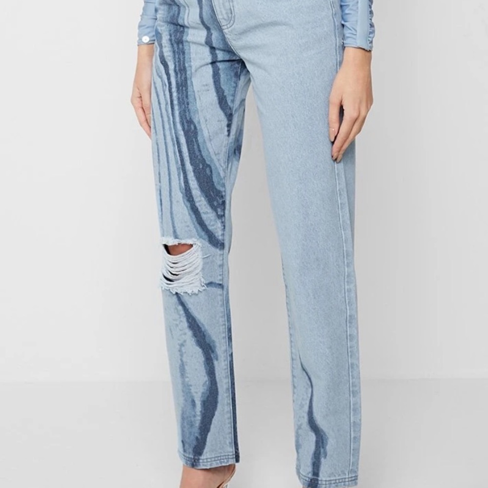 NWT Maniere de voir light blue marble Mom Jeans - Picture 2 of 6